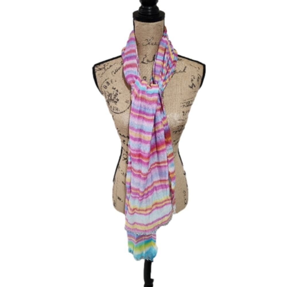 Loft pink purple‎ blue yellow and white rectangular scarf new!